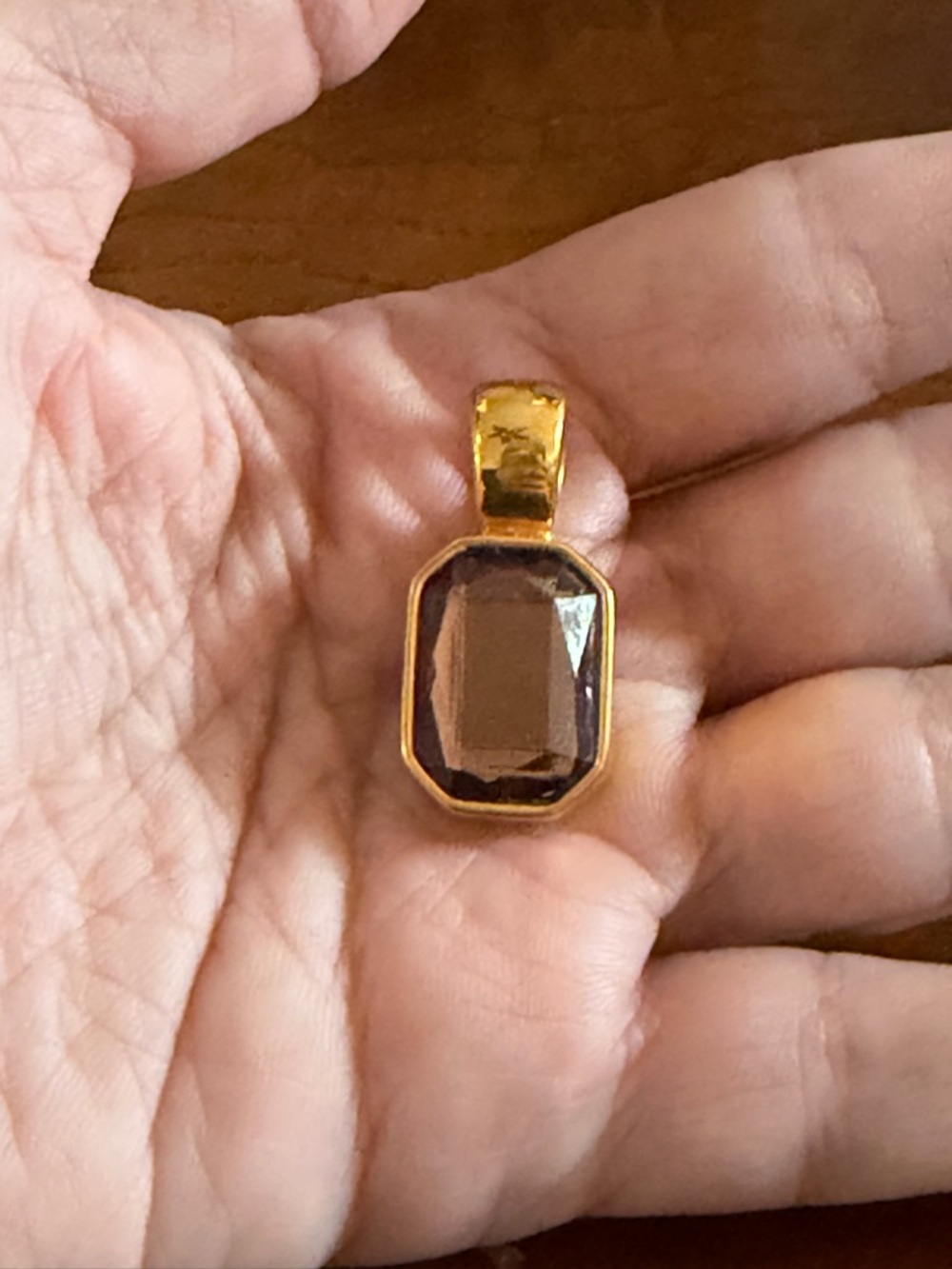 Joan Rivers Gold-Tone Pendant with Smoky Brown Faceted Stone